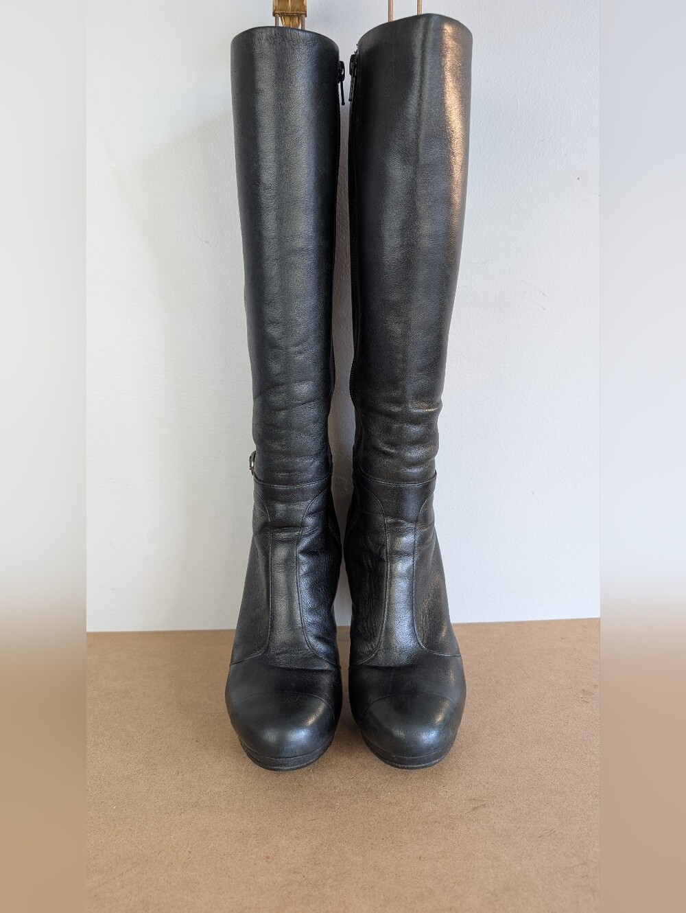 Coach| Scarlette Black Leather High-Heel Boots, Side Zip, 4" Heel, Size 7.5B - Picture 2 of 14